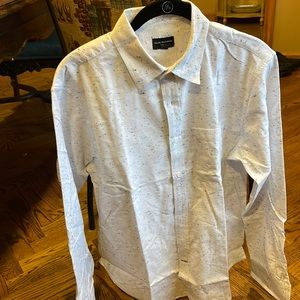 Club Monaco White Speckled Button Down Shirt